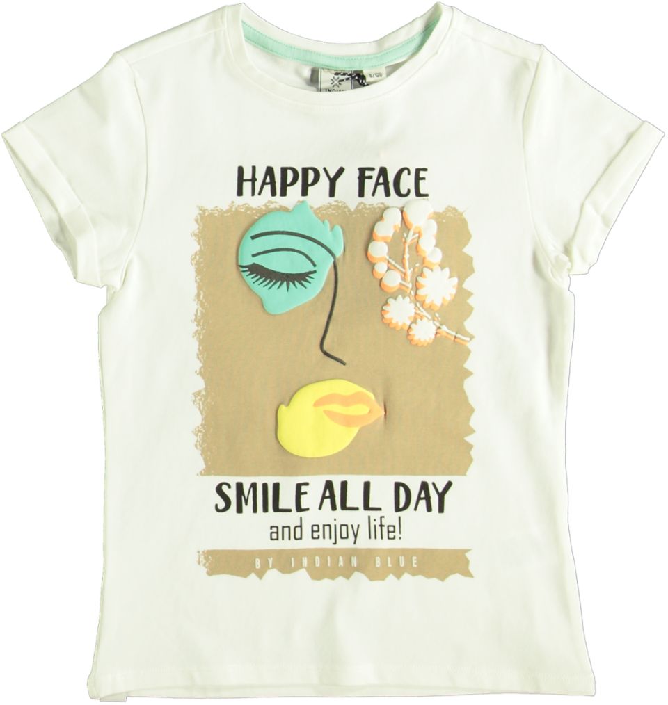 Indian Blue T-shirt HAPPY FACE