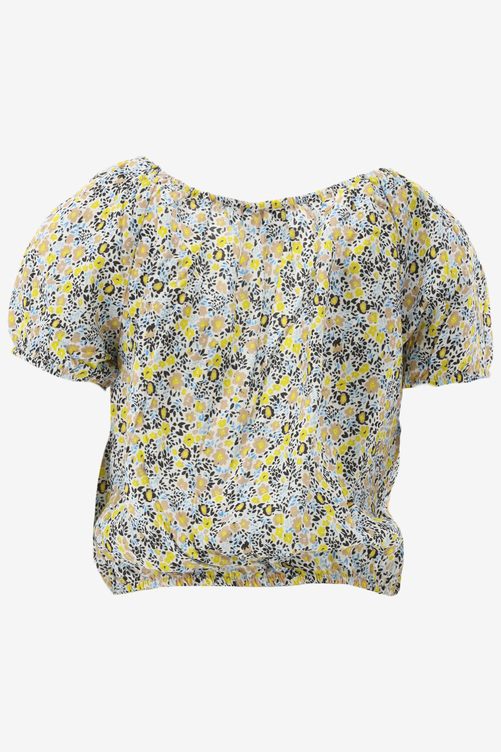 Indian Blue Blouse Cropped Flower Top