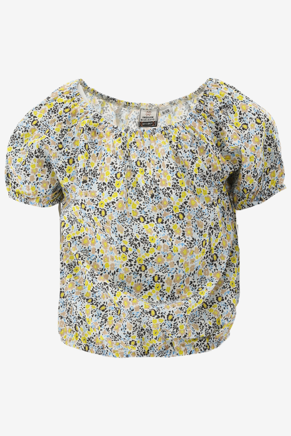 Indian Blue Blouse Cropped Flower Top