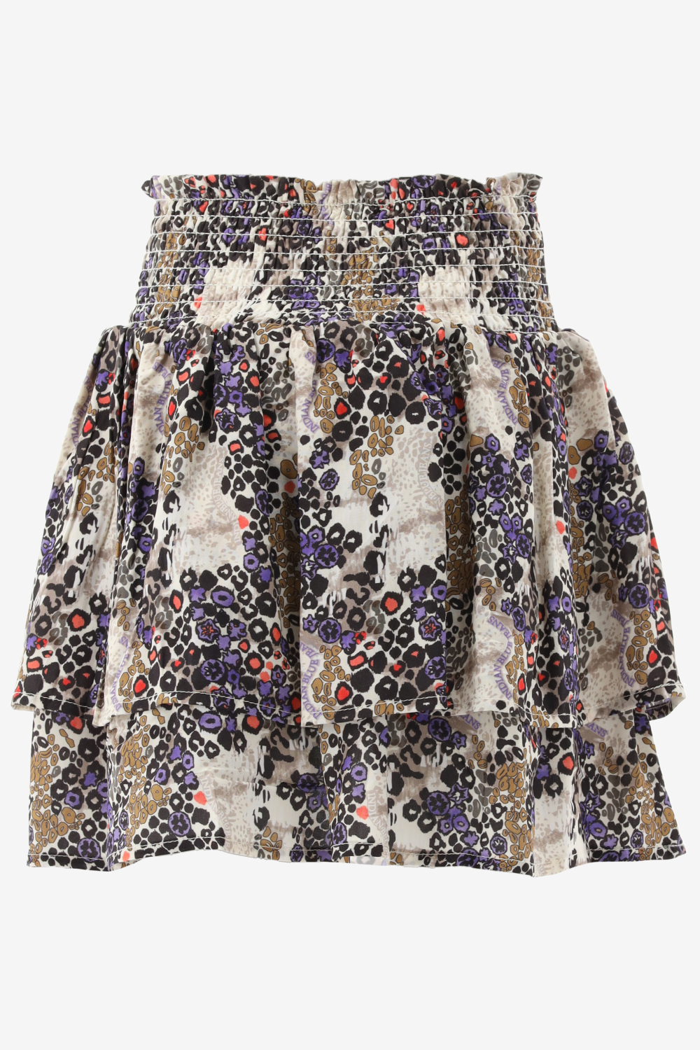 Indian Blue Rok Leopard Ruffle Skirt