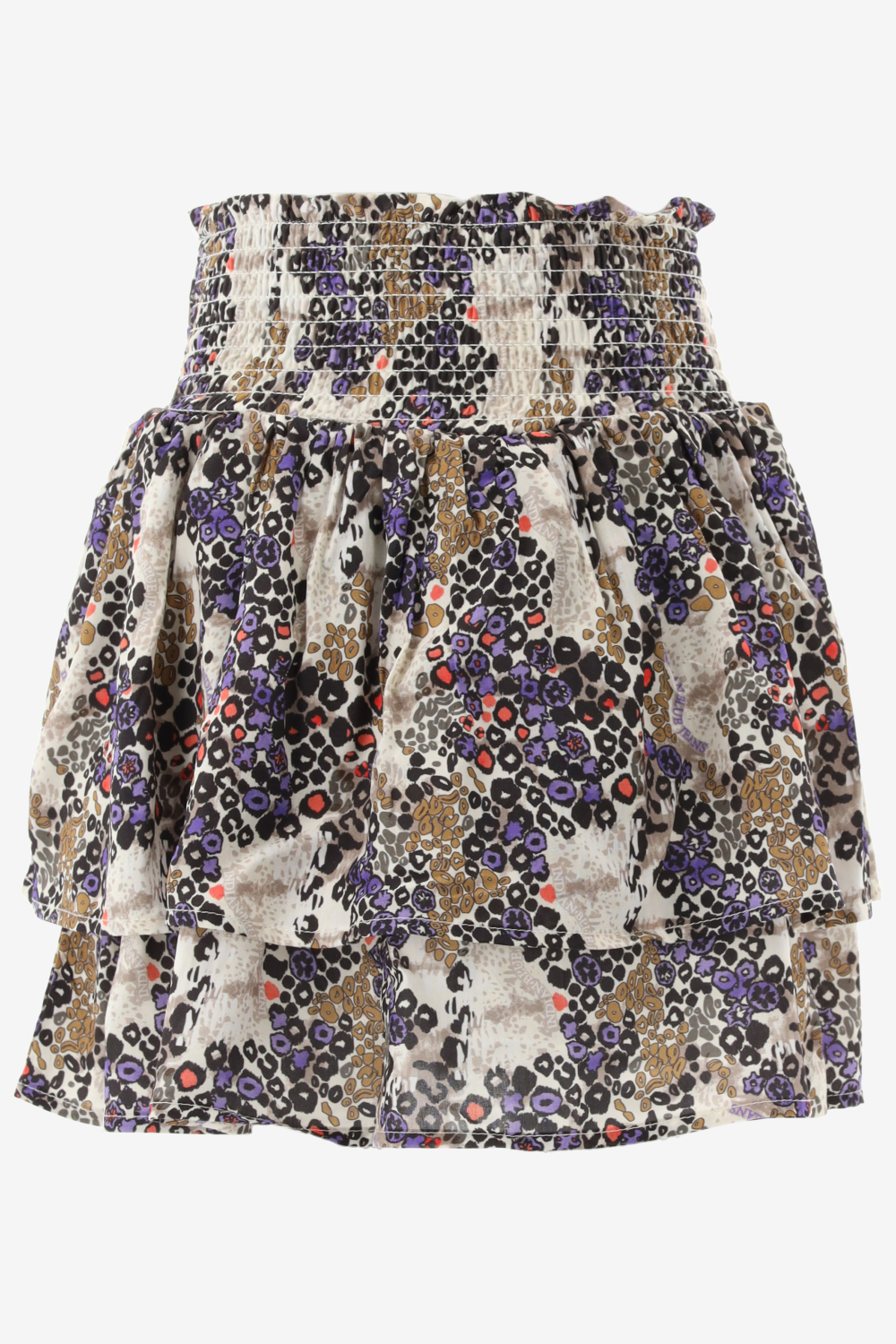 Indian Blue Rok Leopard Ruffle Skirt