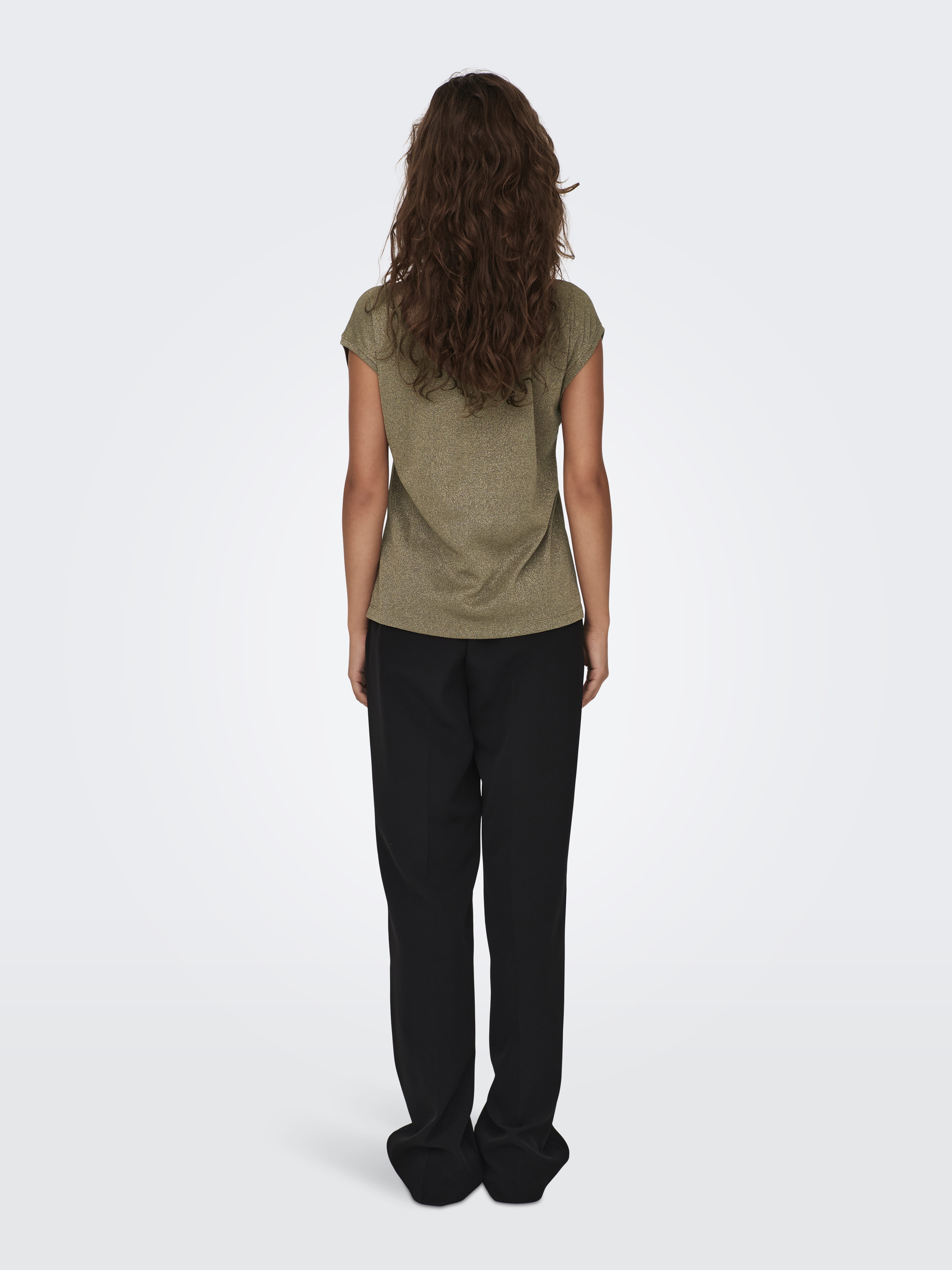 Only T-shirt SILVERY S/S V NECK LUREX TO
